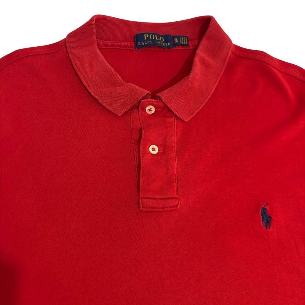 Polo Ralph Lauren Polo Shirt Men XL Dark Red Short Sleeve Navy Pony Logo Preppy